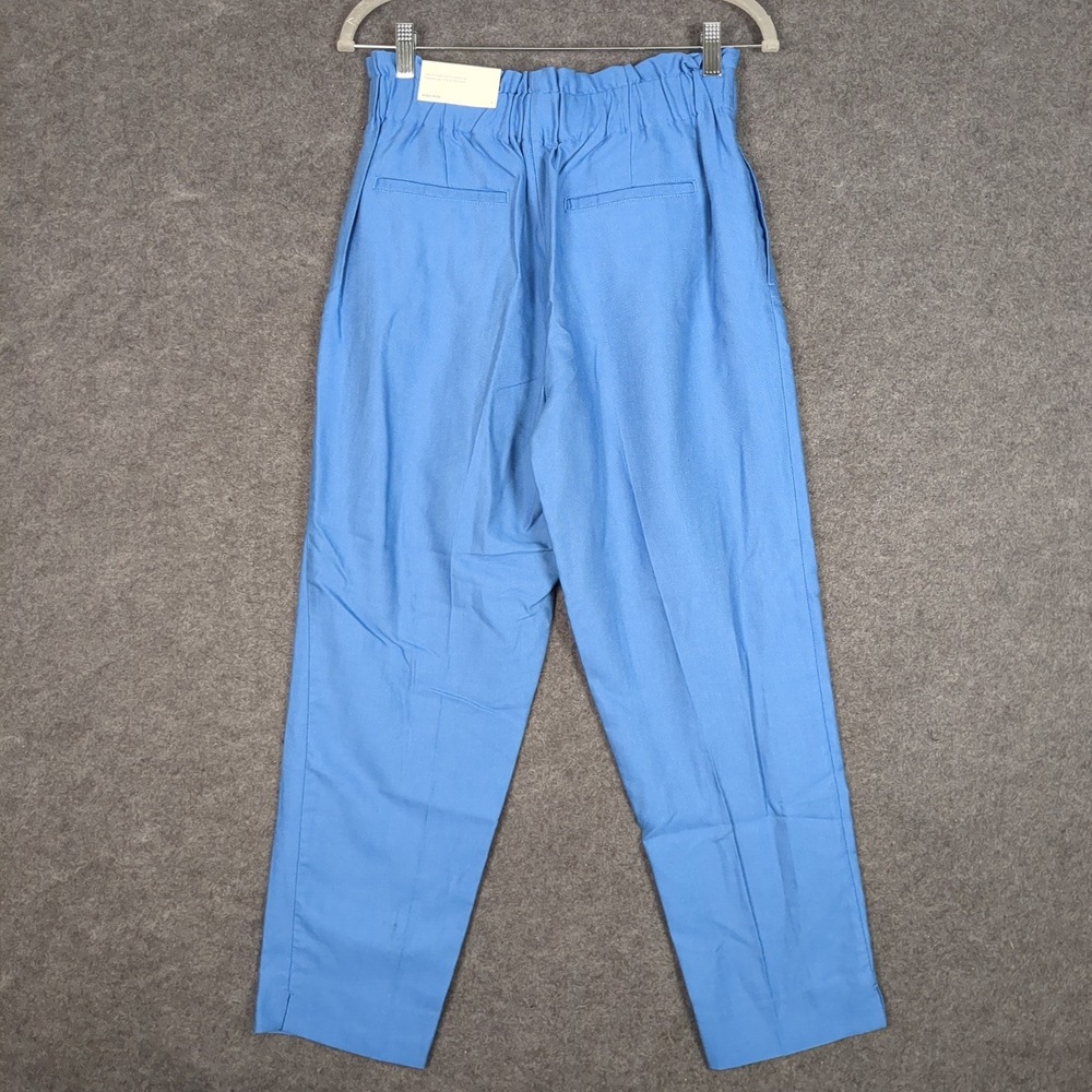 Ann Taylor Blue High Rise Tapered Ankle Pants Elastic Paperbag Waist Small NEW - Picture 7 of 16